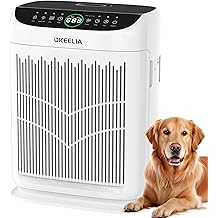 Air Purifiers for Home Large Room Up to 3000 Ft&sup2; with Washable Filters,AKEELIA HEPA Double-Sided Air Purifier with PM2.5 Air Quality Sensor, Aroma,15dB Sleep Mode, Air Cleaner for Pets Bedroom,White