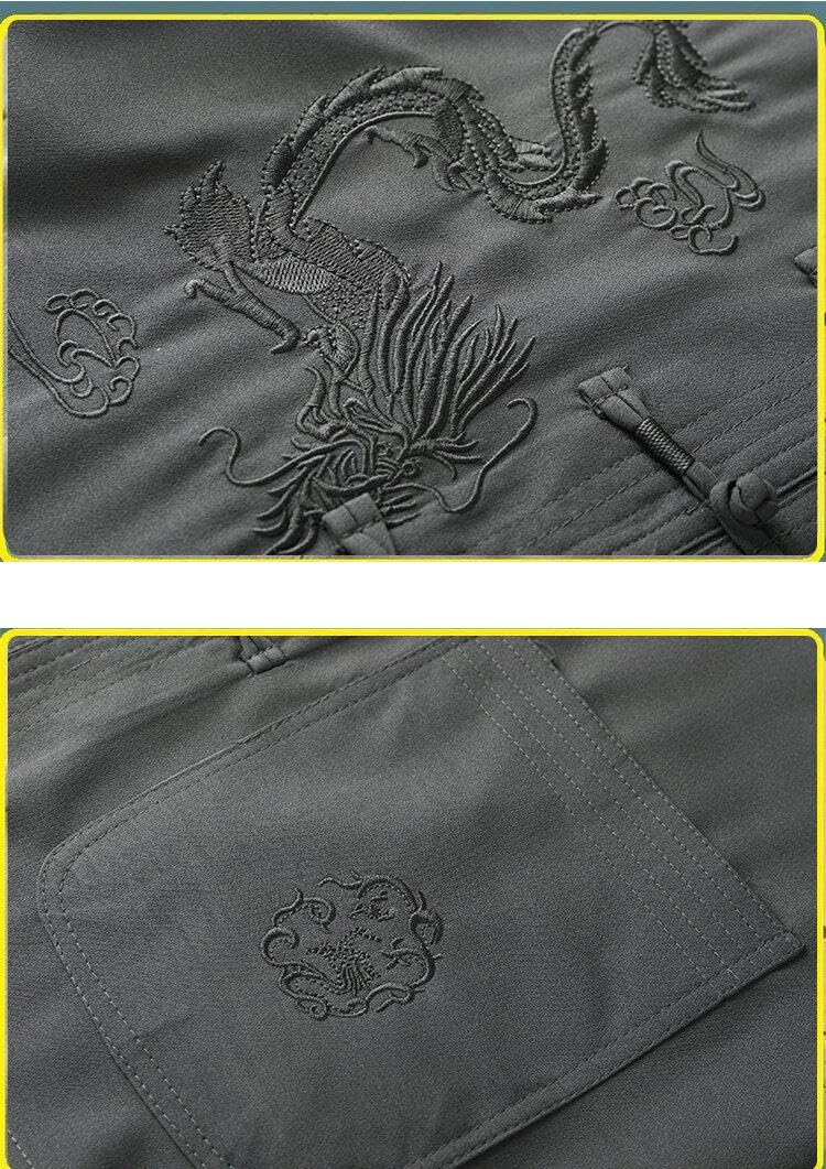 Men's Stand Collar Long Sleeve Tang Suit Set, Spring and Autumn Chinese Style Casual 2-Piece Set