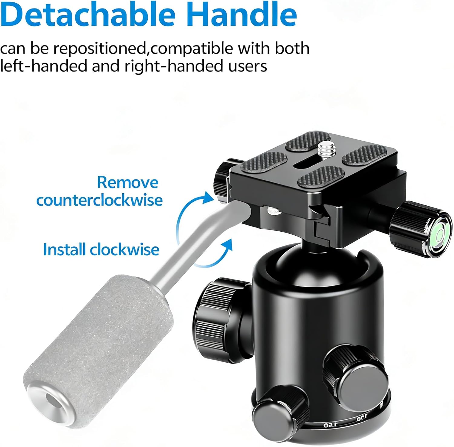 TONYBOO TYF-0 Ball Head with Handle,36mm Camera Tripod Ball Head with Arca Swiss Quick Release Plate & Bubble Level,360° Panoramic Head for Tripod, Monopod,DSLR Camera,Birdwatching, Load 17.6lbs/8kg