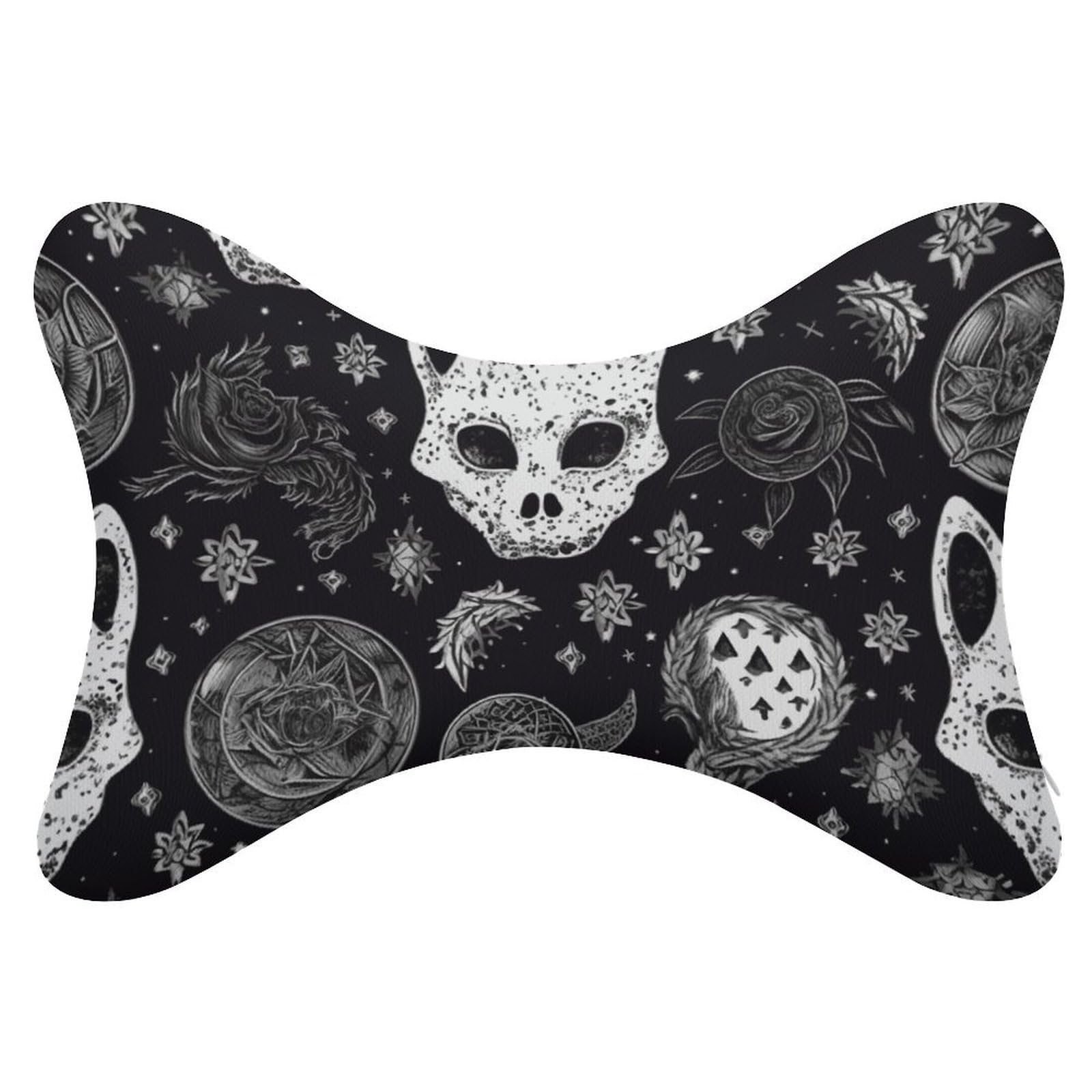 Adfgyerh Style Skull Cat Moon Gothic Pillow ，Memory Foam Pillow Core，Cushion,Provide Neck Support，Car Pillows For Travel Car Seats And Home Offices.