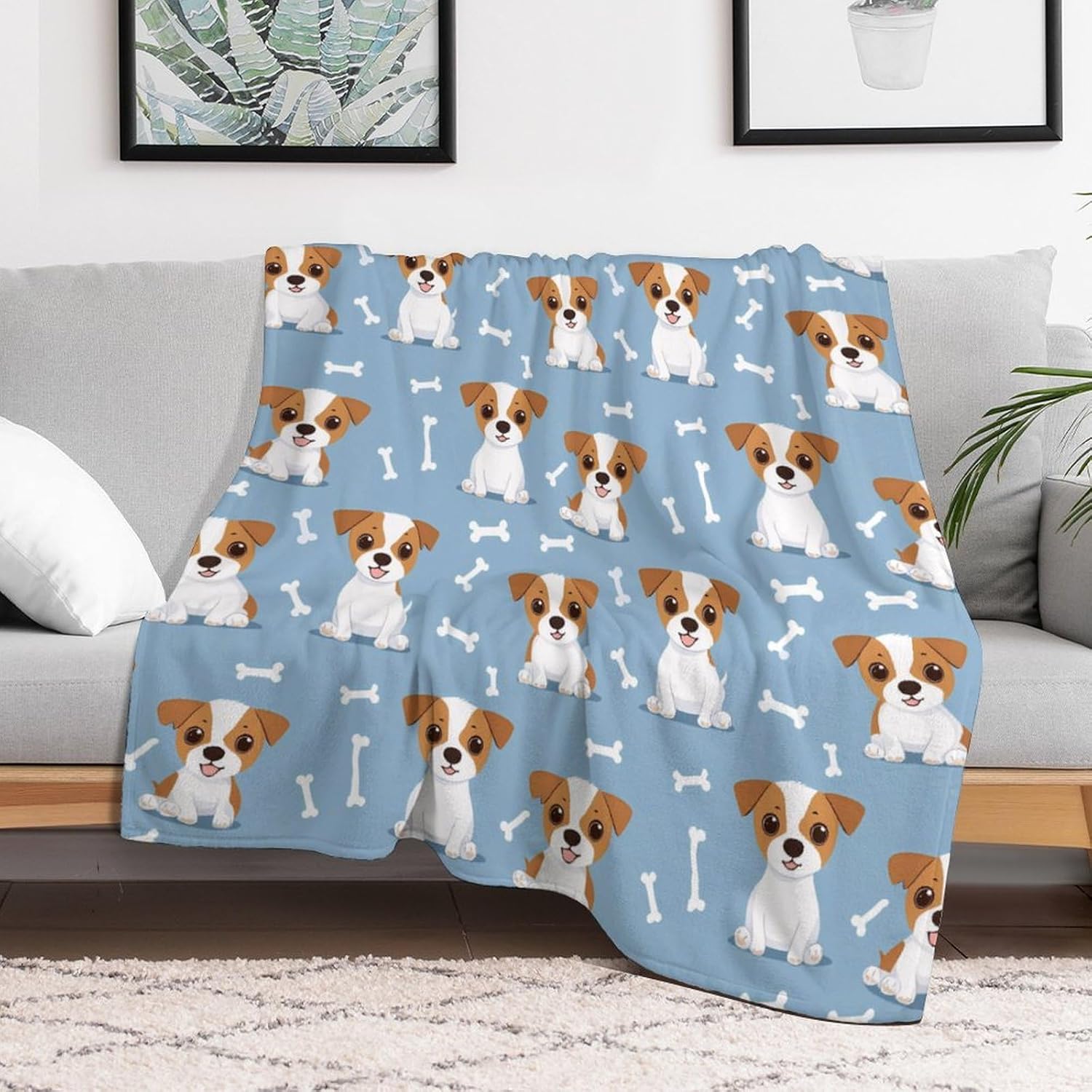 Jack Russell Terrier Cute Puppy Throw Blanket Lightweight Blanket Flannel Blanket Bed Blanket for Men Women 50"*60"（130 * 150cm）