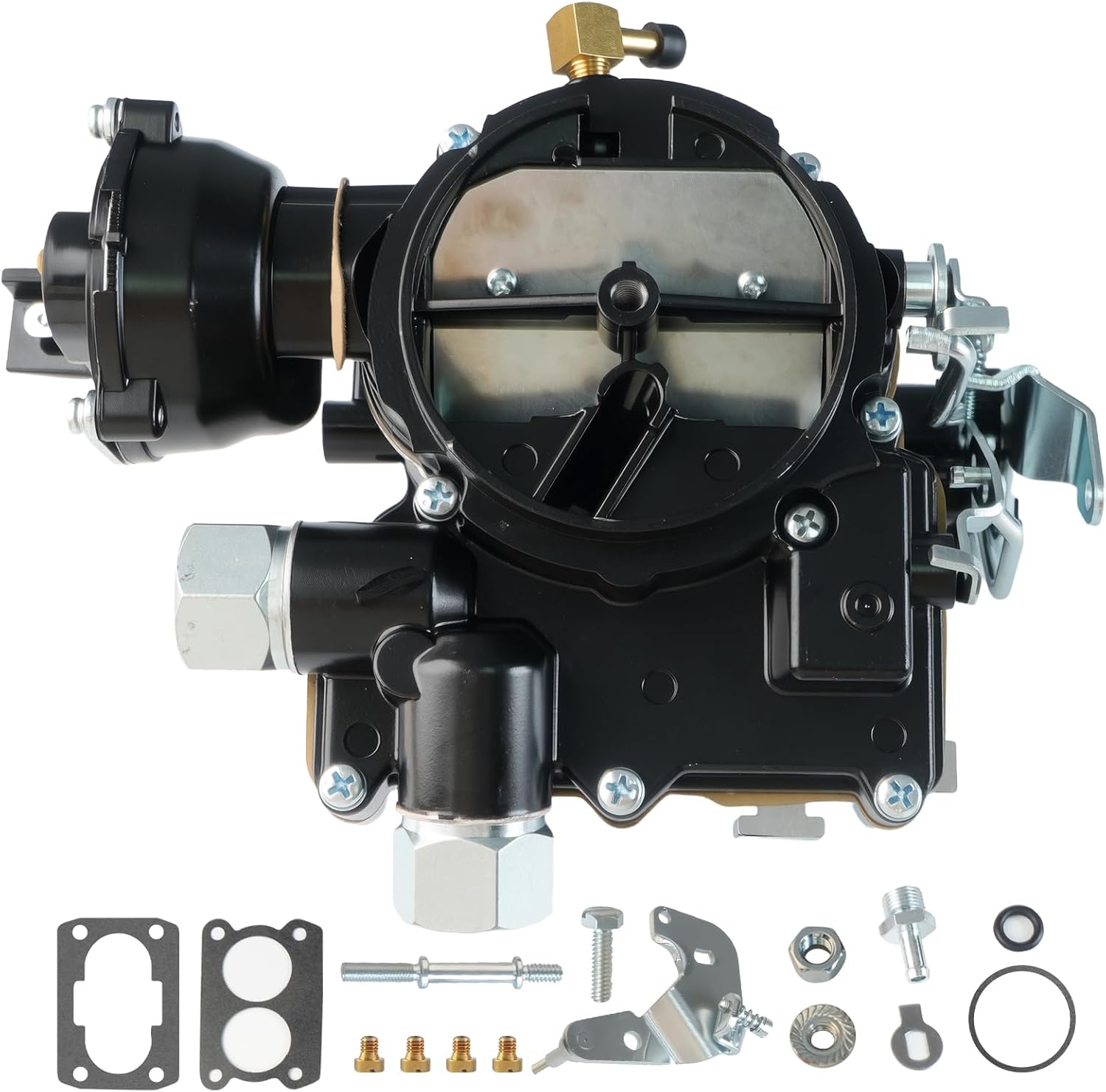 Black 3310-864940A01 Marine Carburetor For Mercruiser 3.0 L 2.5L 2 Barrel Carburetor 4Cyl Engine With Electric Choke Long Linkage Gasket Jets Replace 8M0045397