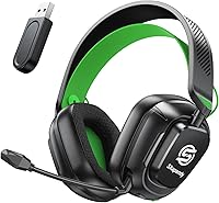 Vista 9 de 2.4GHz Wireless Gaming Headset for PS5/4, PC, Low-Latency Bluetooth Gaming Headphones with Stereo Sound, Noise Canceling Mic, Phantom White Fantasma