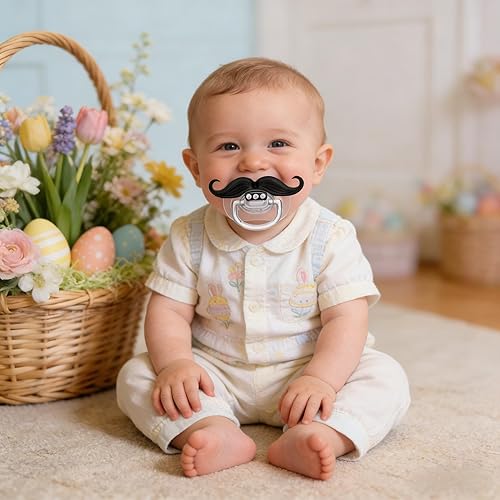 Miniatura 4 de Chupetes divertidos para bebé, chupetes de bigote de 0 a 18 meses para bebés, bigote Binky, regalo para recién nacidos, bebés, niños pequeños, sin 2