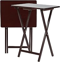 Vista 53 de PJ Wood Mesa rectangular plegable portátil para servir aperitivos, construcción de madera maciza con acabado natural (juego de 4 piezas)