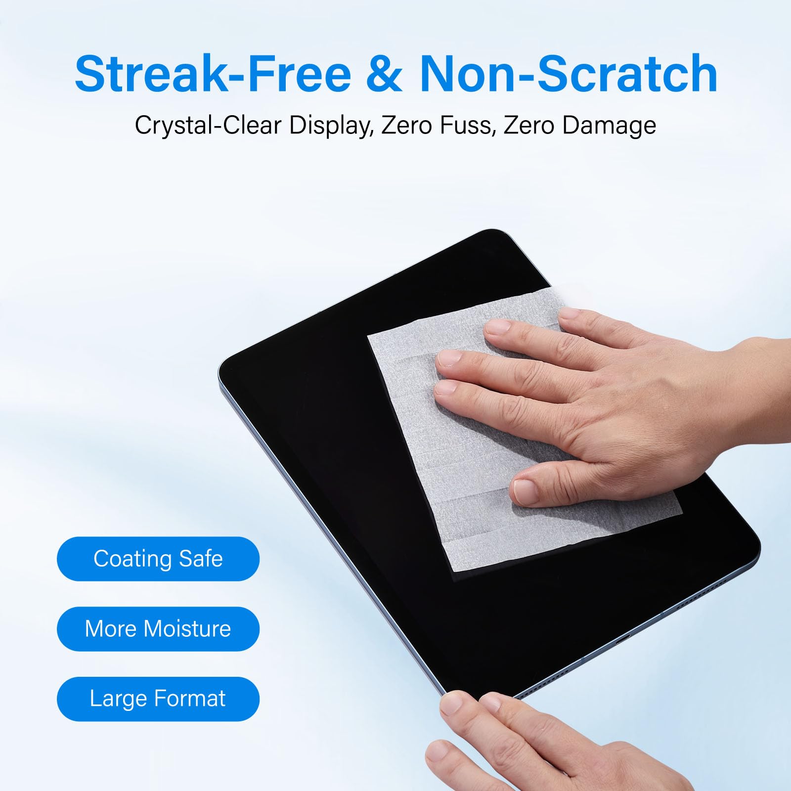 Toallitas limpiadoras de pantalla táctil, prehumedecidas y envueltas individualmente para iPad, iPhone, lentes, control remoto de drones, fórmula sin rayas (200 unidades)