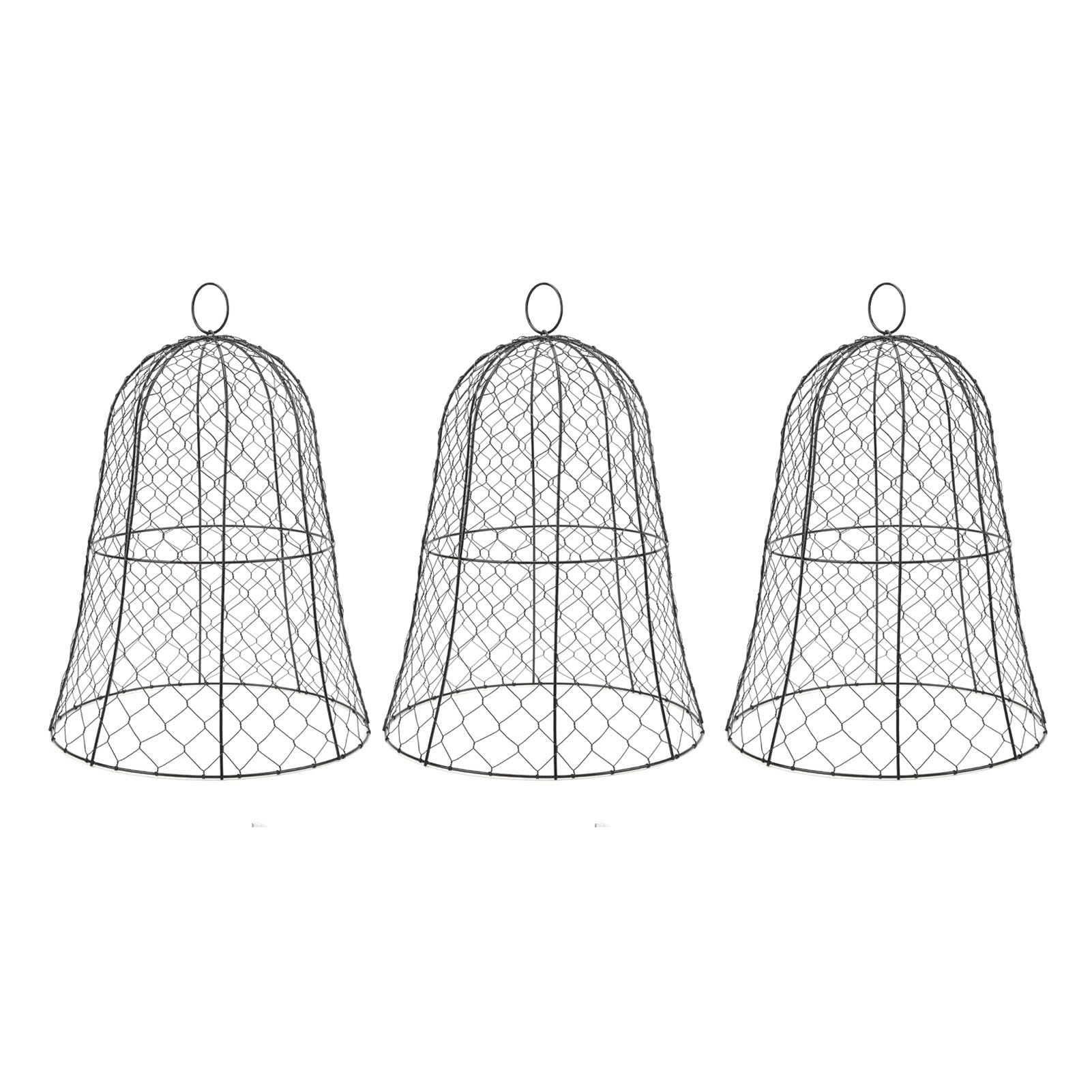 GOWENIC Cloche z Drutu Czarnego Ogrodowego, 10 Sztuk, Pogrubiona Osłona Chroniąca Rośliny z Górnym Haczykiem, Kształt Dzwonka do Nasion, Sadzonek Krzewów, żelazo Antykorozyjne