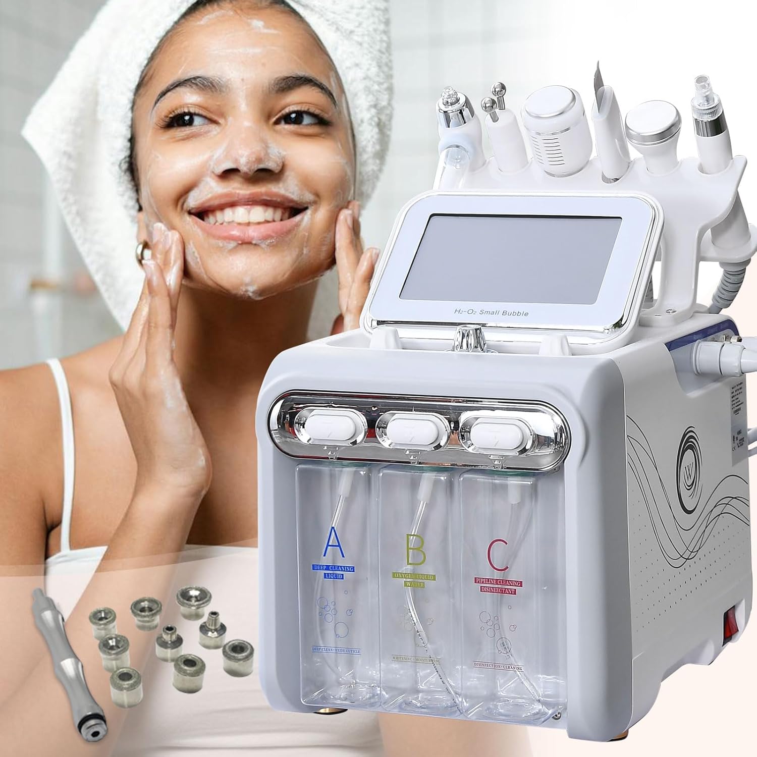 Hydrogen Oxygen Facial Machine 7 In One Diamond Microdermabrasion Machine, Facial Hydrodermabrasion Device For Home Beauty Salon - Image 6