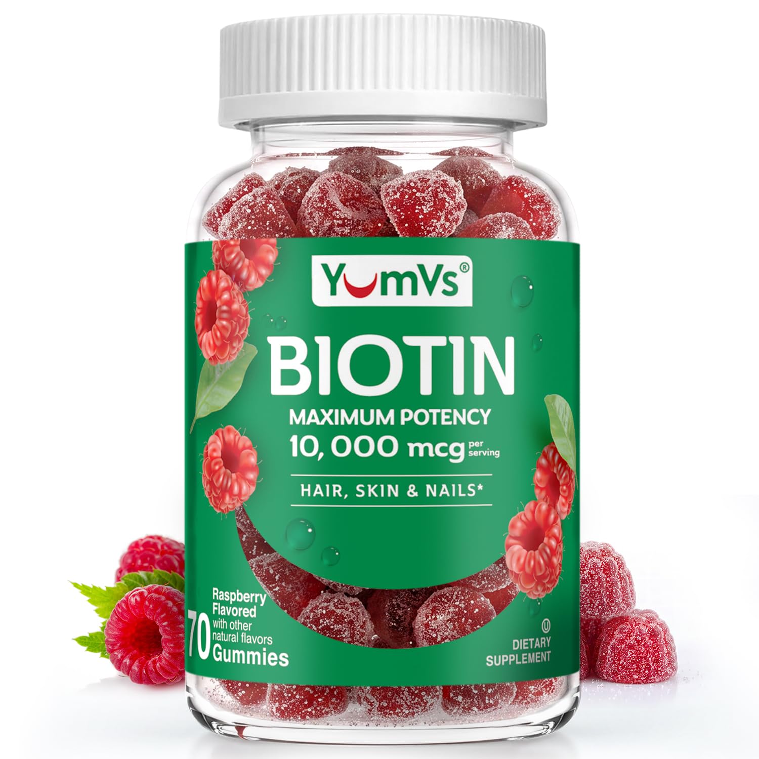YUM-V'S Biotin Gummies 10,000 mcg per Serving (70 Count) 70 Count (Pack of 1)