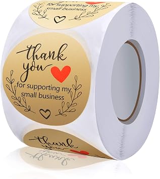 2 inch Thank You Stickers - 500 Count Thank You for Supporting My Small Business Stickers for Bags, Boxes, Envelopes, Ideal for Crafters, Bakeries & Small Business Owners