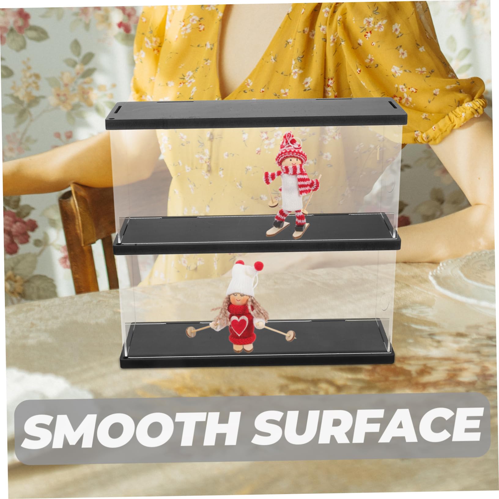 Vitrine Acrylique Transparente à 2 Couches pour Collectionneurs, Grosse Capacité, Boîte De Rangement Figurines, Protection Antipuces, Présentoir pour Figurines Pop, Usage Intérieur
