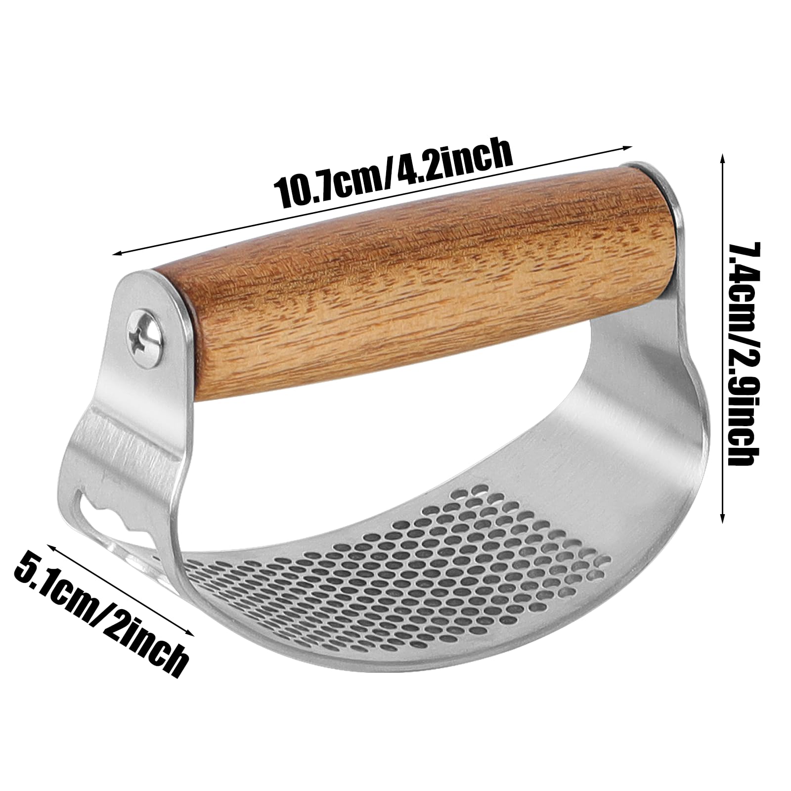 Prensa de ajos, cortador de ajo de madera maciza, acero inoxidable, apto para lavavajillas, diseño innovador, fácil manejo y limpieza