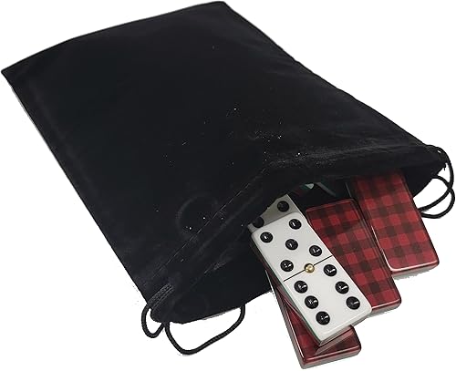 Miniatura 2 de Marion & Co. Domino Double 6 Plaid 4 capas Acrílico con centro Spinner en bolsa de terciopelo