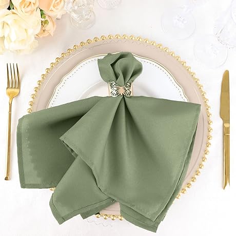 Efavormart Pack of 5 Eucalyptus Sage Green Premium 17" x 17" Washable Polyester Napkins