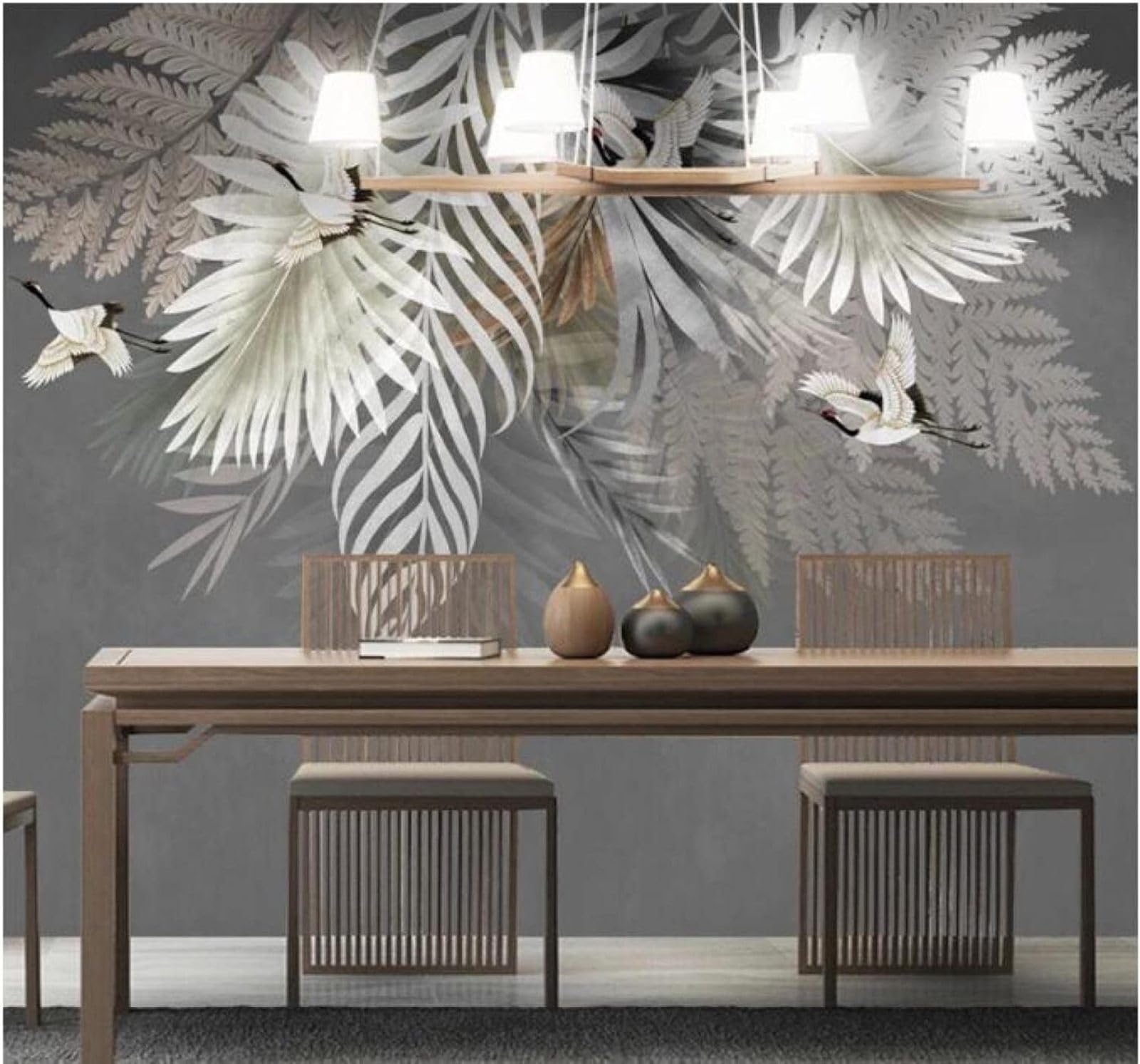 XLMING Vintage Hand Drawn Plants Leaves Birds 3D Wallpaper Luxury Silk Study Dining Feature Sofa Grey Bedroom Living Room Tv Decorative Wall-430cm×300cm