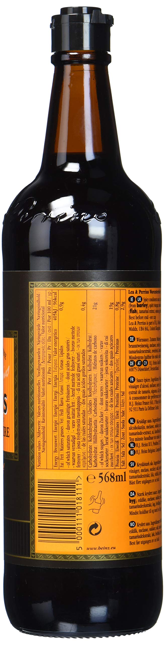 Lea & Perrins Worcestershire Sauce, Glasflasche, 6er Pack (6 x 568 ml)
