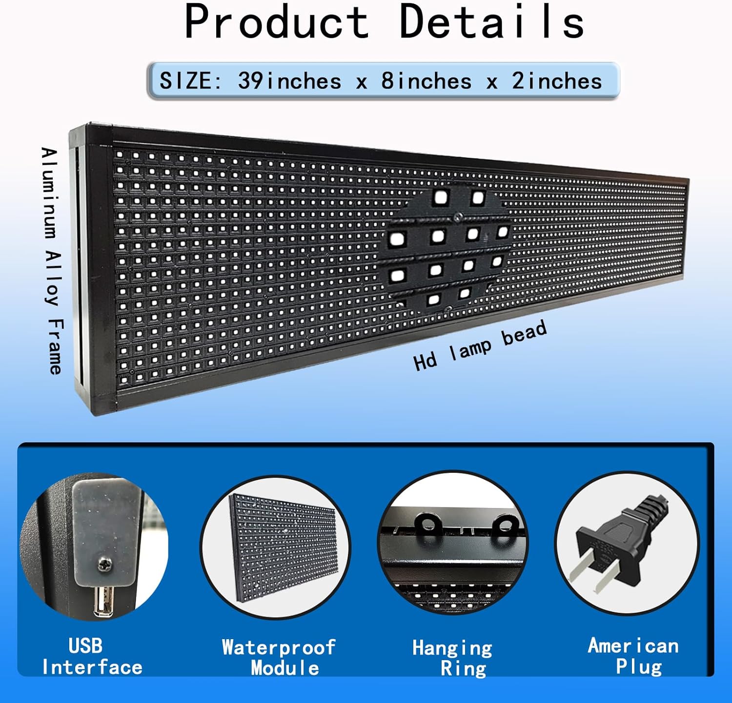 Scrolling Led Sign Programmable ,Open Neon Signs P10, Digital Electronic Message Display Screen Outdoor Waterproof ,Full Color High Brightness Wifi Control, for Business Store Advertising Public Restaurant Window 39''x8'' - Image 3