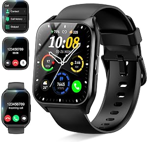 Smart Watch for Men Women (Answer/Make Calls), 1.85" HD Smartwatch with 110+ Sport Modes, Fitness Watch with Heart Rate Monitor/Sleep Monitor/Pedometer, IP68 Waterproof Fitness Tracker for Android iOS