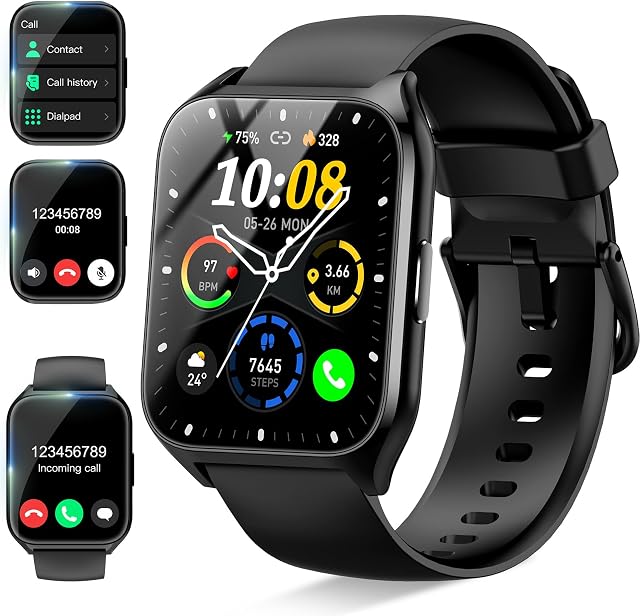 Smart Watch for Men Women (Answer/Make Calls), 1.85" HD Smartwatch with 110+ Sport Modes, Fitness Watch with Heart Rate Monitor/Sleep Monitor/Pedometer, IP68 Waterproof Fitness Tracker for Android iOS
