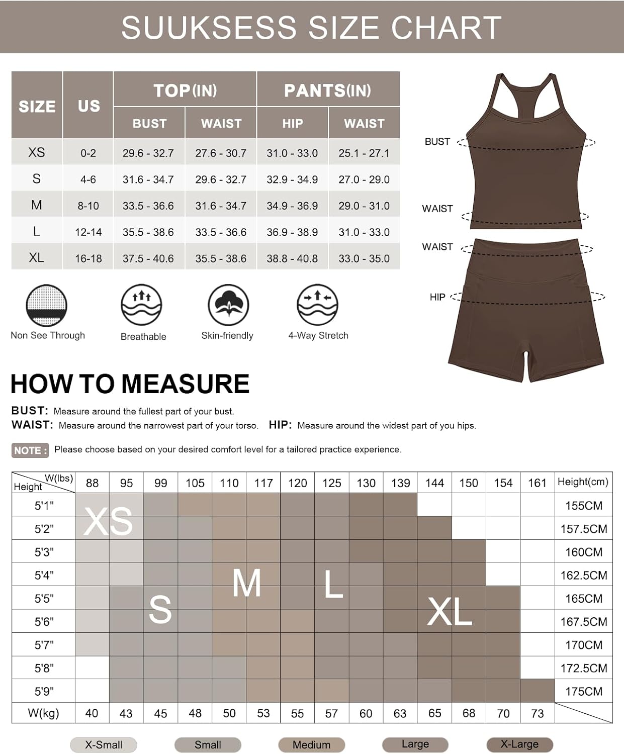 SUUKSESS Women 2 Piece Workout Sets High Waisted Biker Shorts with Pockets Built in bra Racerback Tank Tops - Image 6