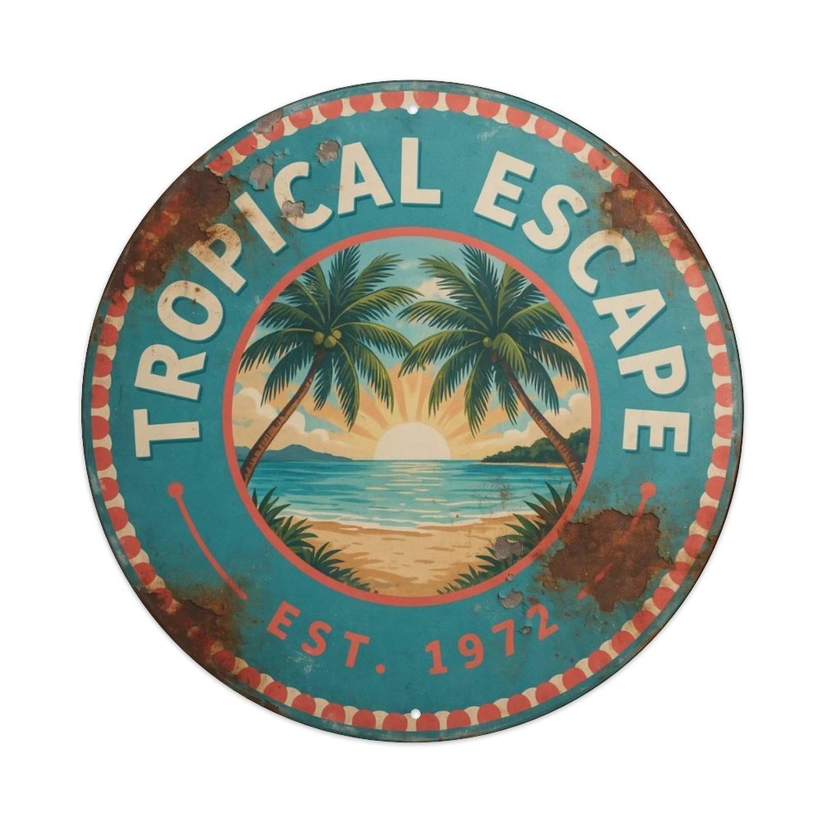 Tropical-Escape Metal Tin Sign Plaque