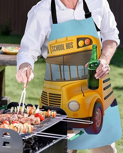 Miniatura 5 de Delantal impermeable para autobús escolar con bolsillos, babero de cocina para cocinar, barbacoa, parrilla, delantales ajustables para mujeres,