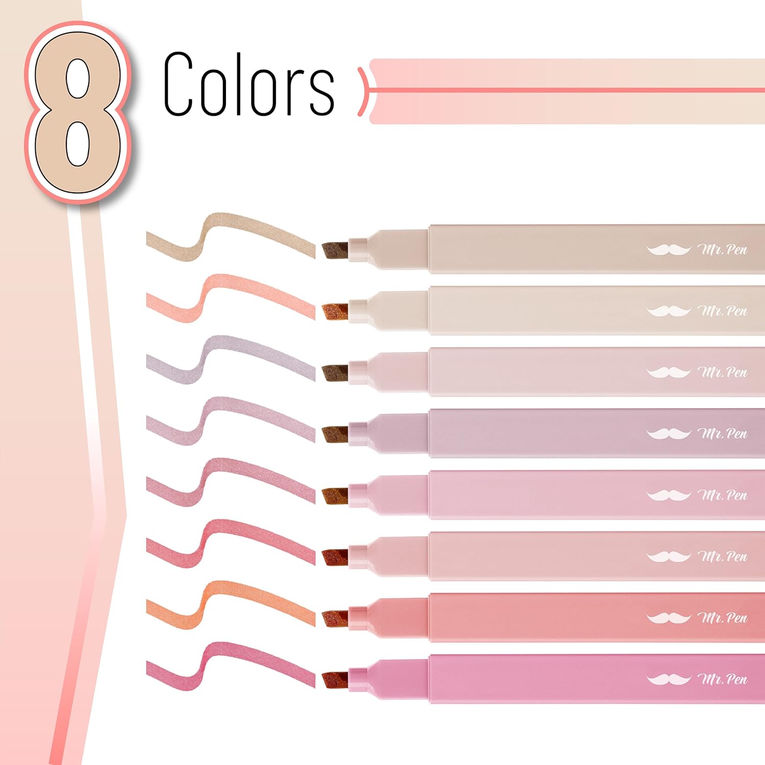 Mr. Pen- Aesthetic Highlighters, 8 pcs, Chisel Tip, Vintage Colors, No Bleed Bible Highlighter Pastel, Highlighters Assorted Colors Vintage Colors 2 8 Pack