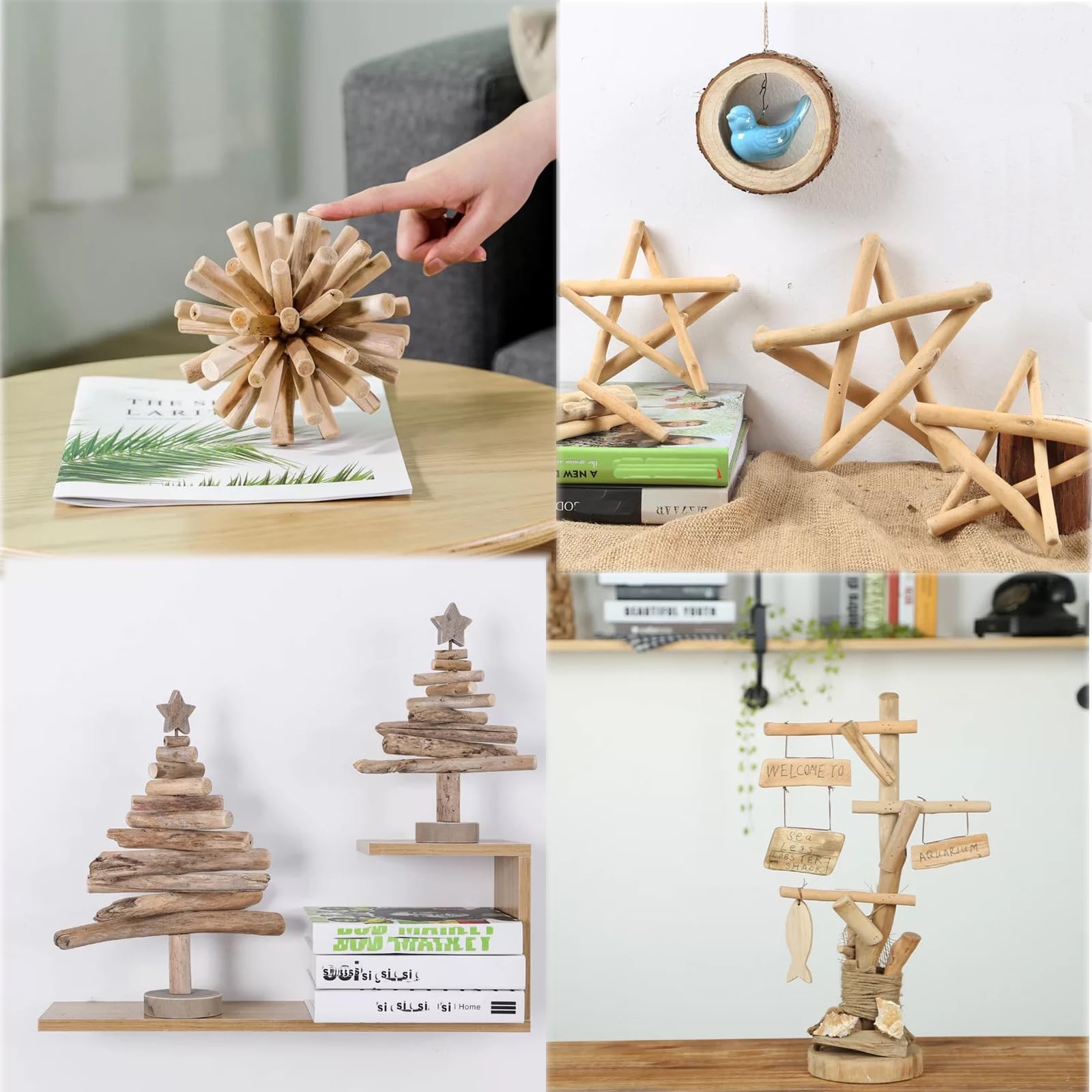 ZJCHBL - 40 palos de madera flotante para manualidades, 4.7 pulgadas de largo, 7 mm-15 mm de diámetro, para manualidades, accesorios de fotos, proyectos escolares, decoración de manualidades de madera