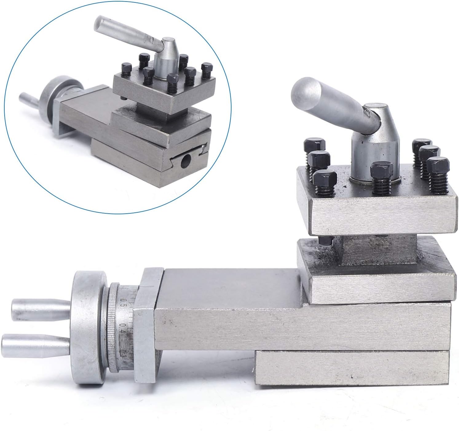 Industrial Swing Lathe Tool Slide AT300 Mini Metal Lathe Tools Assembly Lathe Tool Post Assembly Holder Swing Lathe Slide Metal Work Tool for Lathe Parts 180MM