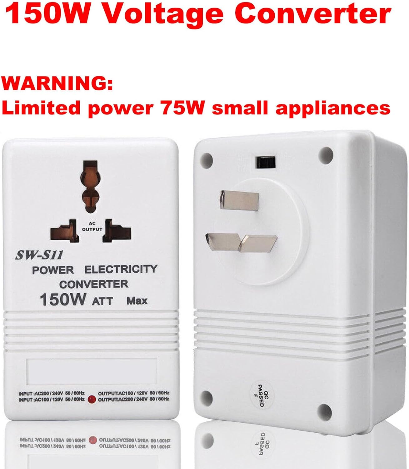 150W Voltage Converter Travel Adapter, Power Converter AC110V/120V to 220V/240V Step-Up & Down Voltage Converter Transformer
