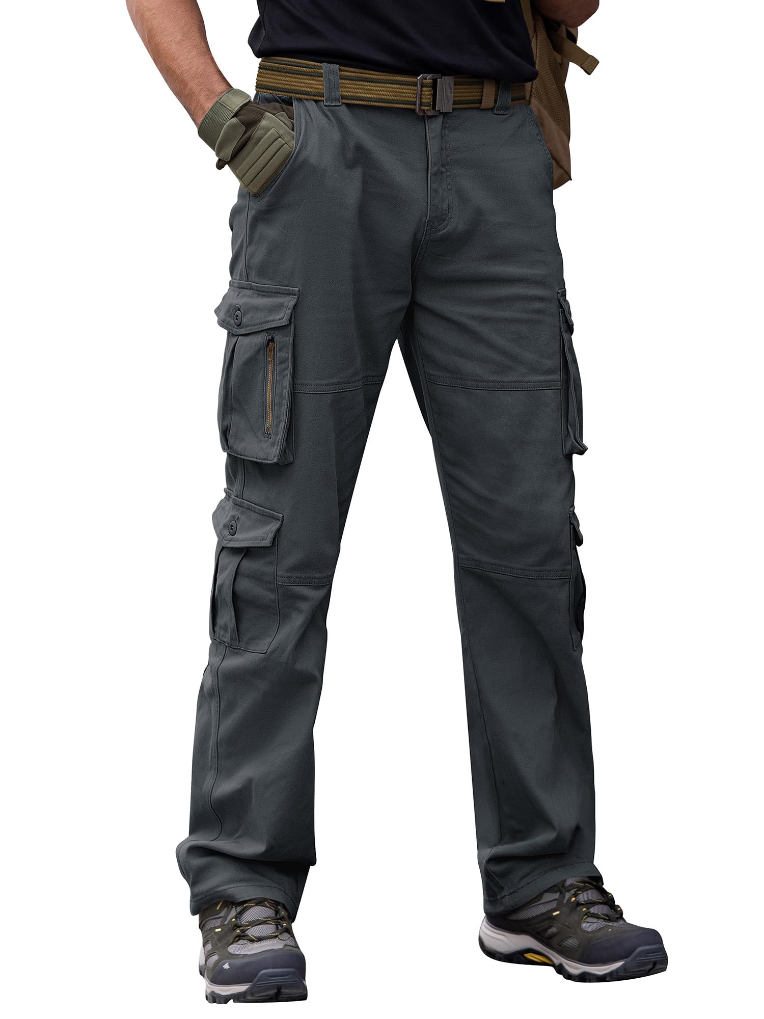 Breampot Herren Cargohose Baumwolle Baggy Chino Hosen Freizeit Outdoorhose Arbeitshose Trouser Pants