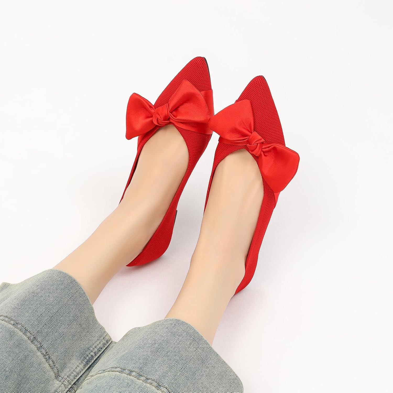 Semwiss Pointed Toe Ballet Flats for Women Slip On Comfortable Flats with Bow Dressy Casual Work Shoes - Image 7