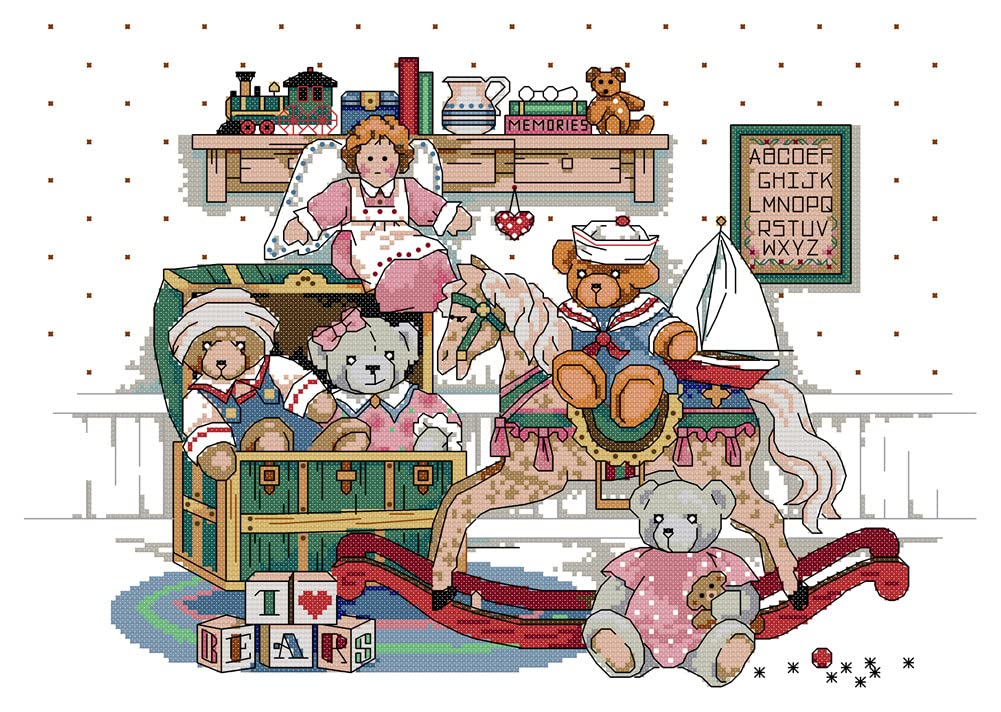 Awesocrafts Bear Cross Stitch Stamped Kits Toy Easy Patterns Cross Stitching Embroidery Needlework Kit Supplies 14Ct 2 Strands (Bear)