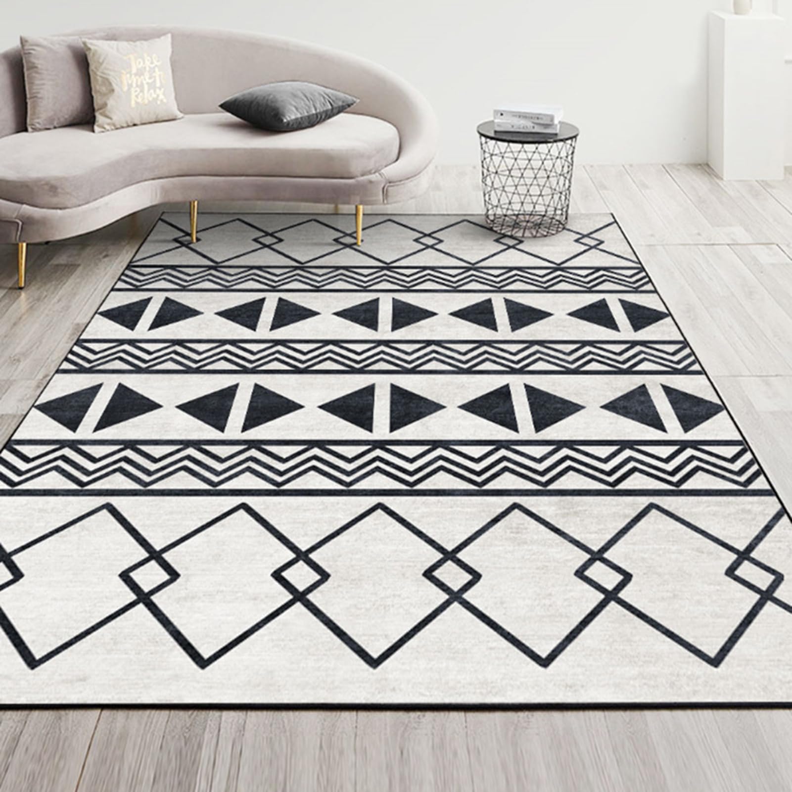 HGTRH Balcony Rugs Outdoor Apartment Waterproof, 4x6 Weather Resistant Outdoor Rugs for Patios, Outdoor Rug Geometric Pattern Non Slip Crystal Velvet Outdoor Carpet for Garden Deck Camping