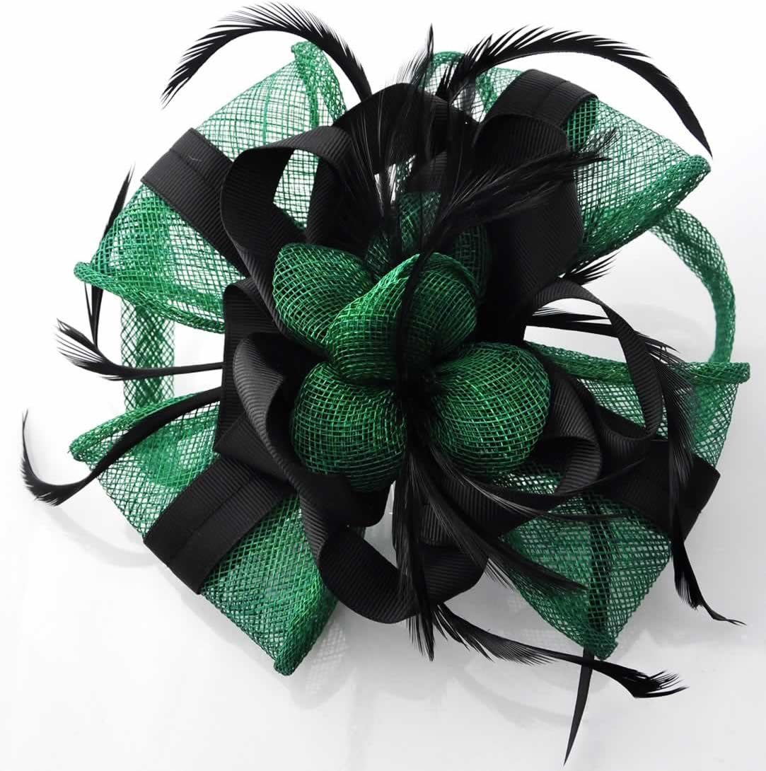 Green and Black Fascinator on Comb for Races Ascot Ladies Hair Piece