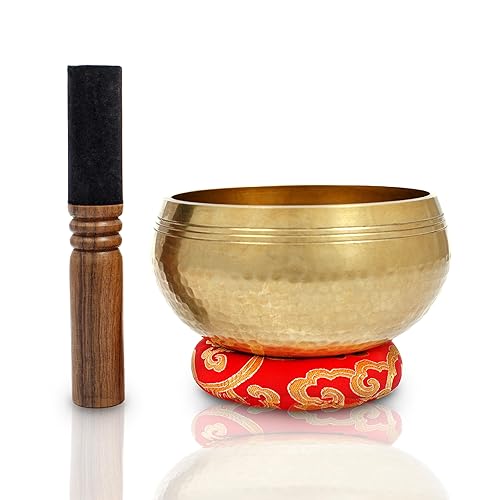 Large Master healing Tibetan Singing bowls set 6" ~ Meditation Sound Bowl hand Hammered in Nepal For Yoga, Meditation, Mindfulness, Healing & Chakra balancing~ (6 Inch) - 6 Inch