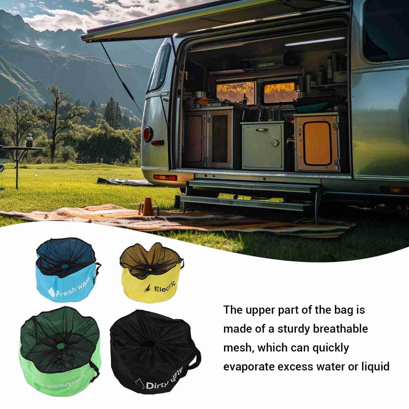 4 Stück RV-Schlauch-Aufbewahrungstasche, 600D Oxford-Stoff, wasserdicht, atmungsaktiv, für Elektrokabel, Abwasserschlauch, RV-Zubehör-Organizer