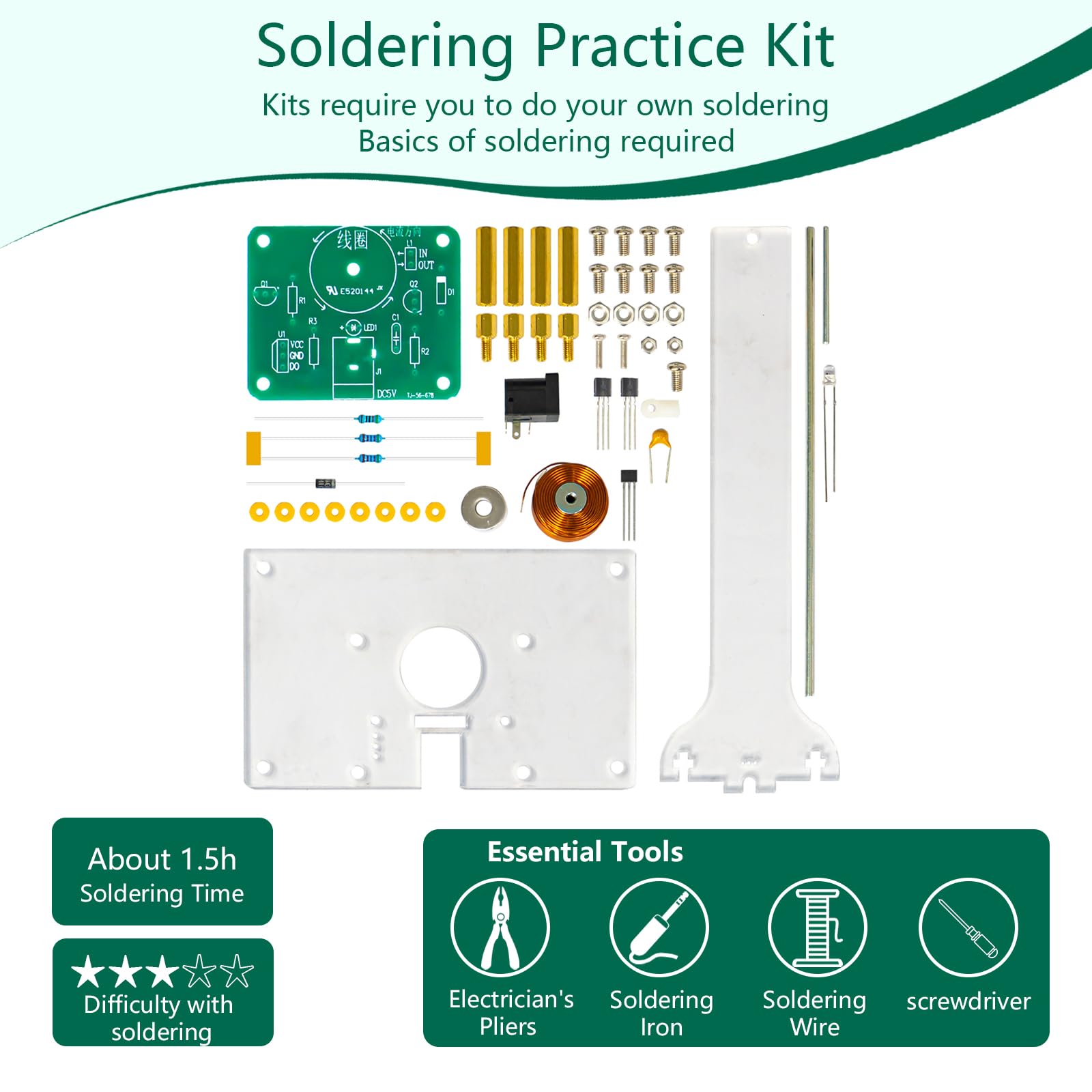 EIELE Electromagnetic Swing Soldering Kit - STEM Learning Project With RGB Lights For Beginners