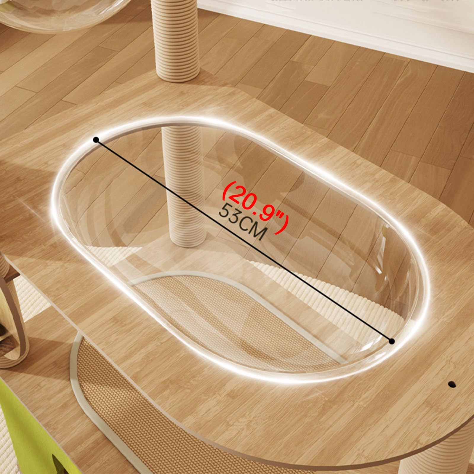 Madera Rascador Gato con Cápsula Espacial Plataforma de Felpa Columna de Sisal para Rascar Árbol para Gatos de Varios Niveles Caseta Grande Base Reforzada Cuna Incluida Gran Capacidad de Peso