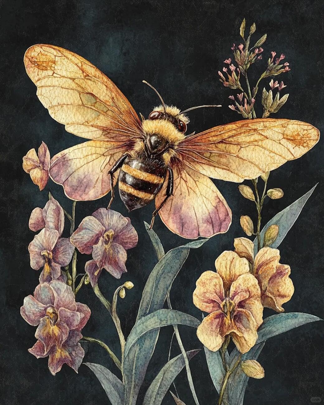 Henypt Stamped Cross Stitch Kits Bees and Flowers DIY Arts Aand Craft Kit for Beginners The Elderly with Accessories Living Room/Bedroom Wall Hangings 14CT 60x80cm