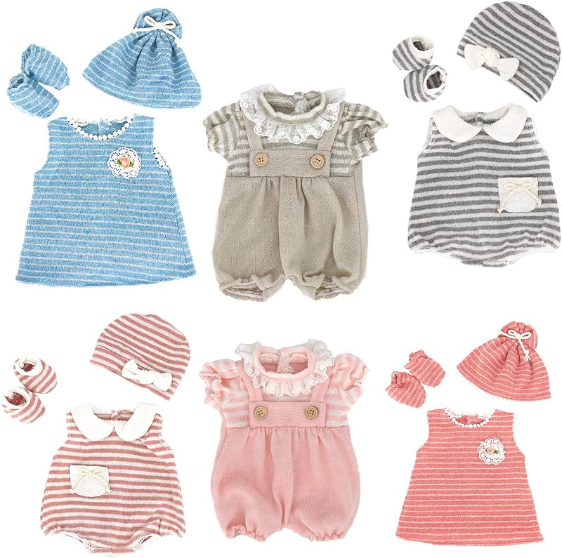 DC-BEAUTIFUL 6 Set Ropa Regalo para Bebé, Niña Bebé, 14 Pulgadas -18 Pulgadas Incluye Conjuntos de Muñeca Gorro medias, Total 14 Unidades Ropa Pijamas Disfraces