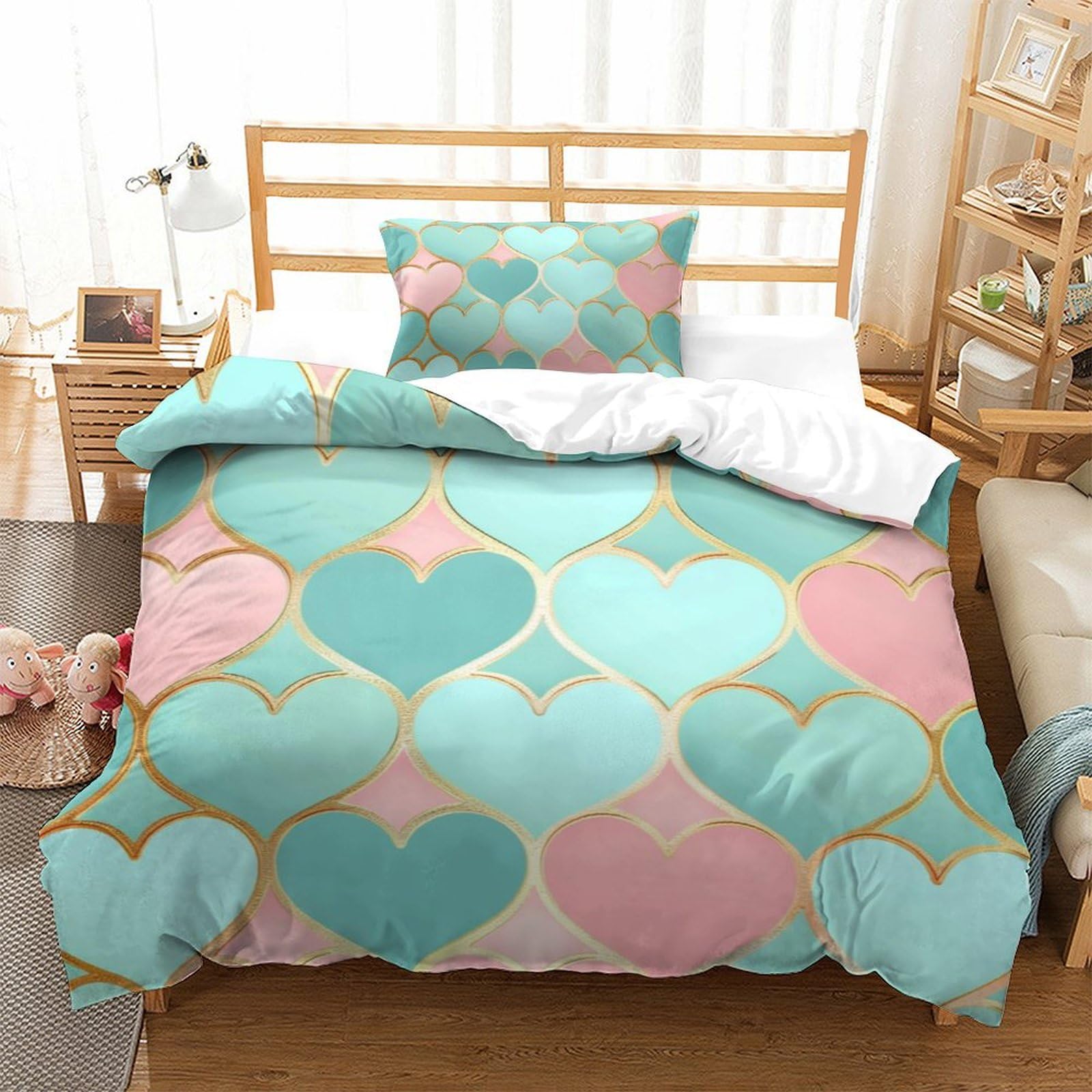 Housse de couette fermeture éclair amour en microfibre 135x200cm