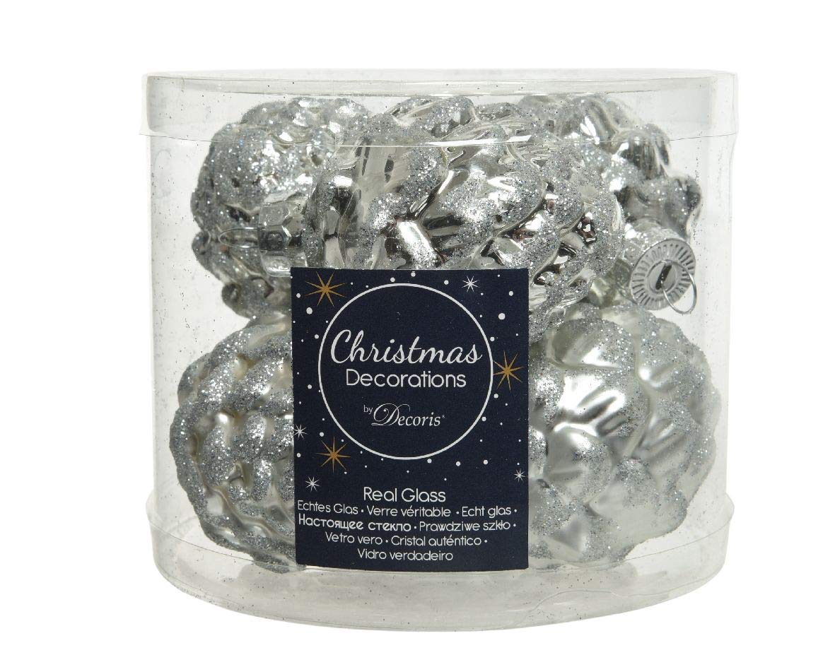 Weihnachtsbaum Zapfen Hänger 10cm - Antiksilber Christbaumschmuck Aus Glas