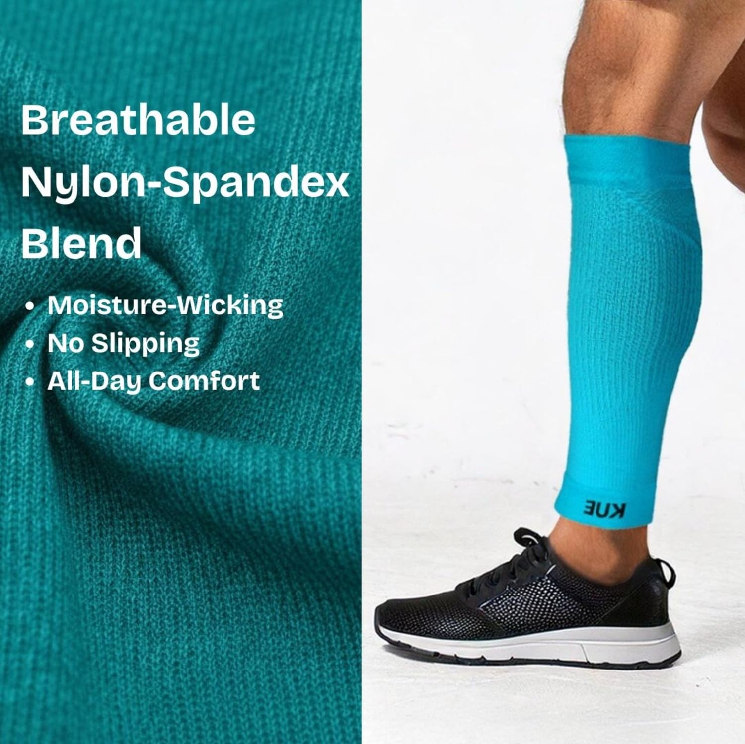 KUE Compression Arm Sleeves for Men & Women | Sports Arm Sleeves for Running, Cricket & Cycling | UV Protection Cooling Sleeves | Arm Compression Sleeve for Joint Pain Relief (Blue, L/XL, 2 Pair) 1