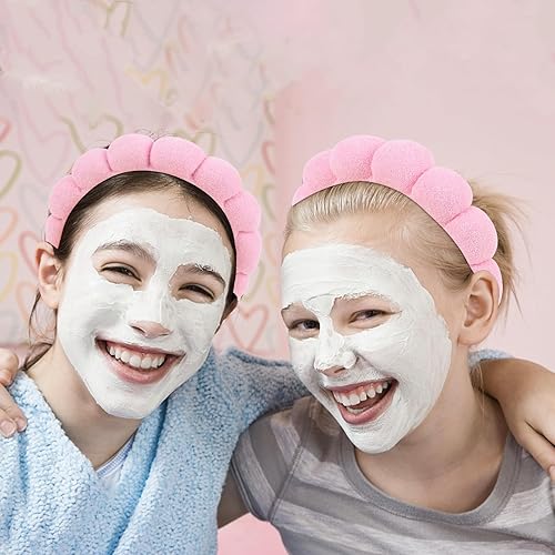 Miniatura 5 de WHAVEL Paquete de 3 diademas de spa para el cuidado de la piel, diadema de maquillaje, diadema de esponja de tela de rizo, diadema de lavado facial,