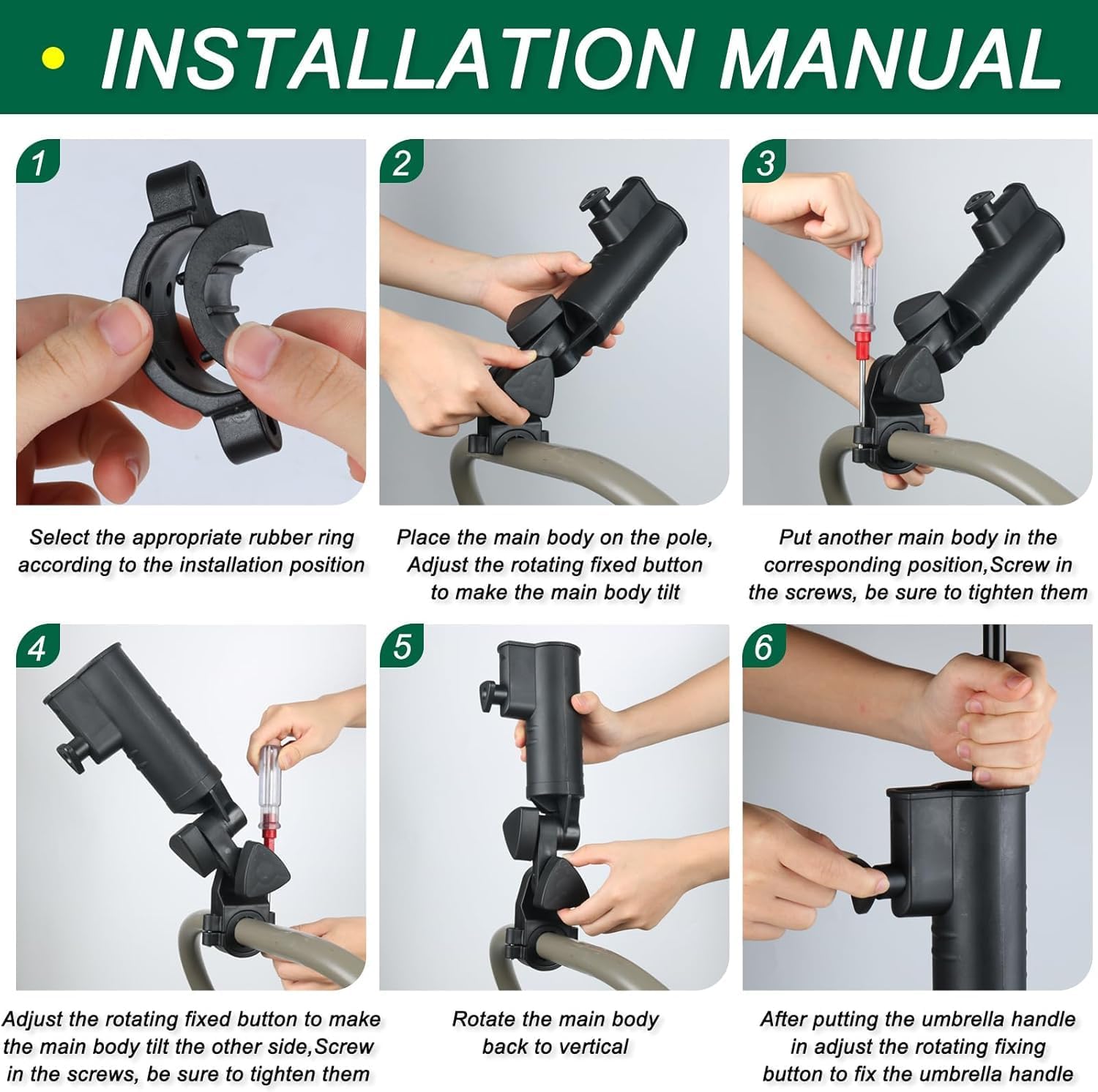 Golf Push Cart and Trolley Umbrella Holder, Universal Adjustable Umbrella Holder for Chair/Stroller/Wheelchair/Bike - Image 6