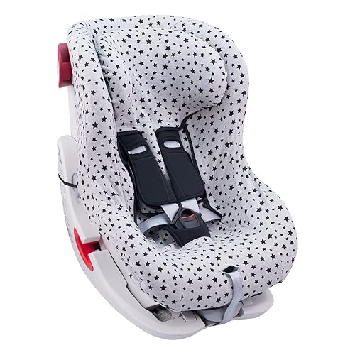 Miniatura 2 de JYOKO Funda infantil de algodón universal para asiento de automóvil con soporte para la cabeza, compatible con Britax, Chicco, Mico (estrella negra)