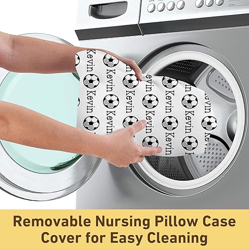 Miniatura 4 de Funda de almohada de lactancia para bebé, funda de almohada personalizada para biberón, regalo personalizado para bebé, patrón de fútbol, ultra