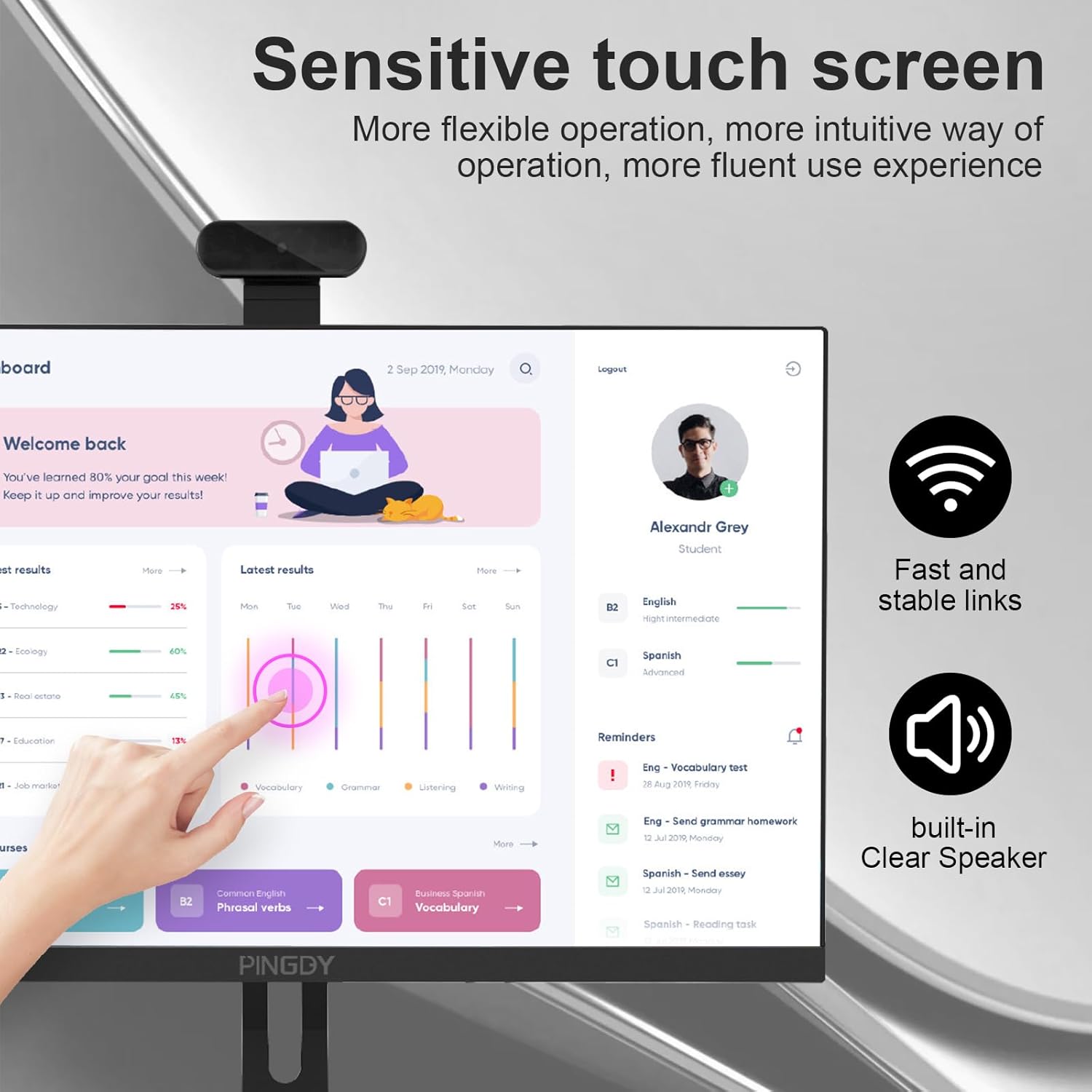 All-in-One Desktop Computer PC 24" FHD Touchscreen Display, i7 Quad-Core, 16GB RAM, 512GB SSD, Wired Keyboard & Mouse, RGB Speaker & Webcam, Black (i7/16G/512G)