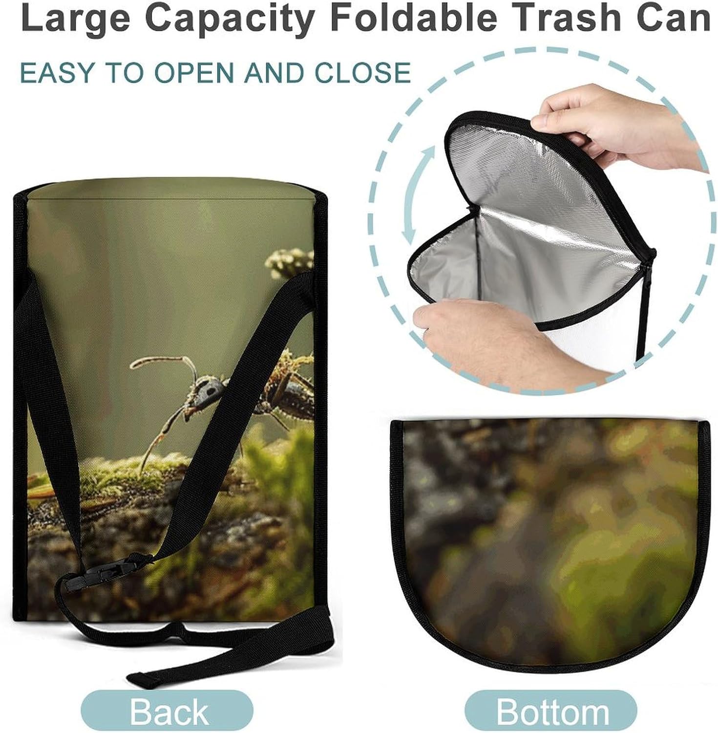 Hanging Car Trash Bag Protable Trash Can Ant Carrying Food Waterproof Garbage Bin for Car